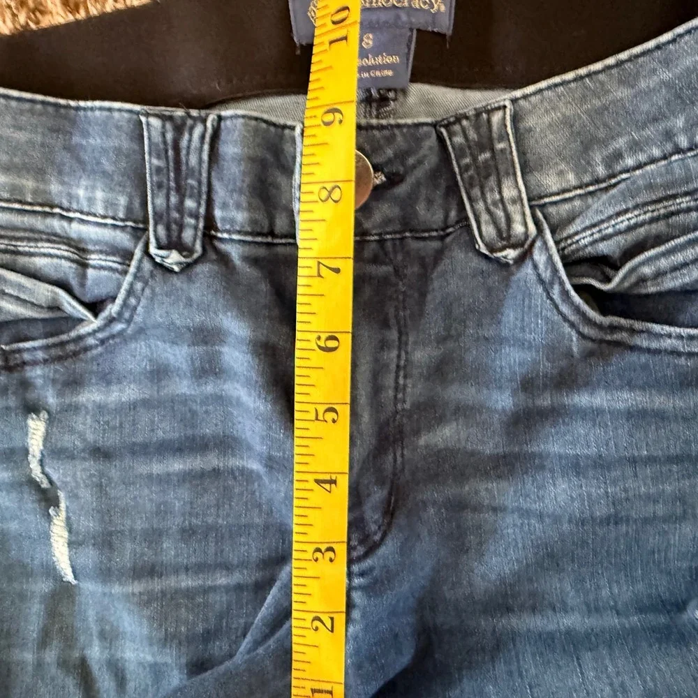 Democracy Ab'solution Skinny Jeans‎ Women 8 Blue Excellent Distressed Mid Rise